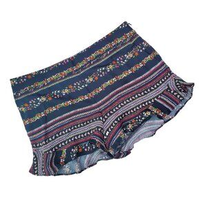 LOFT Black Floral Stripe Shorts size 4